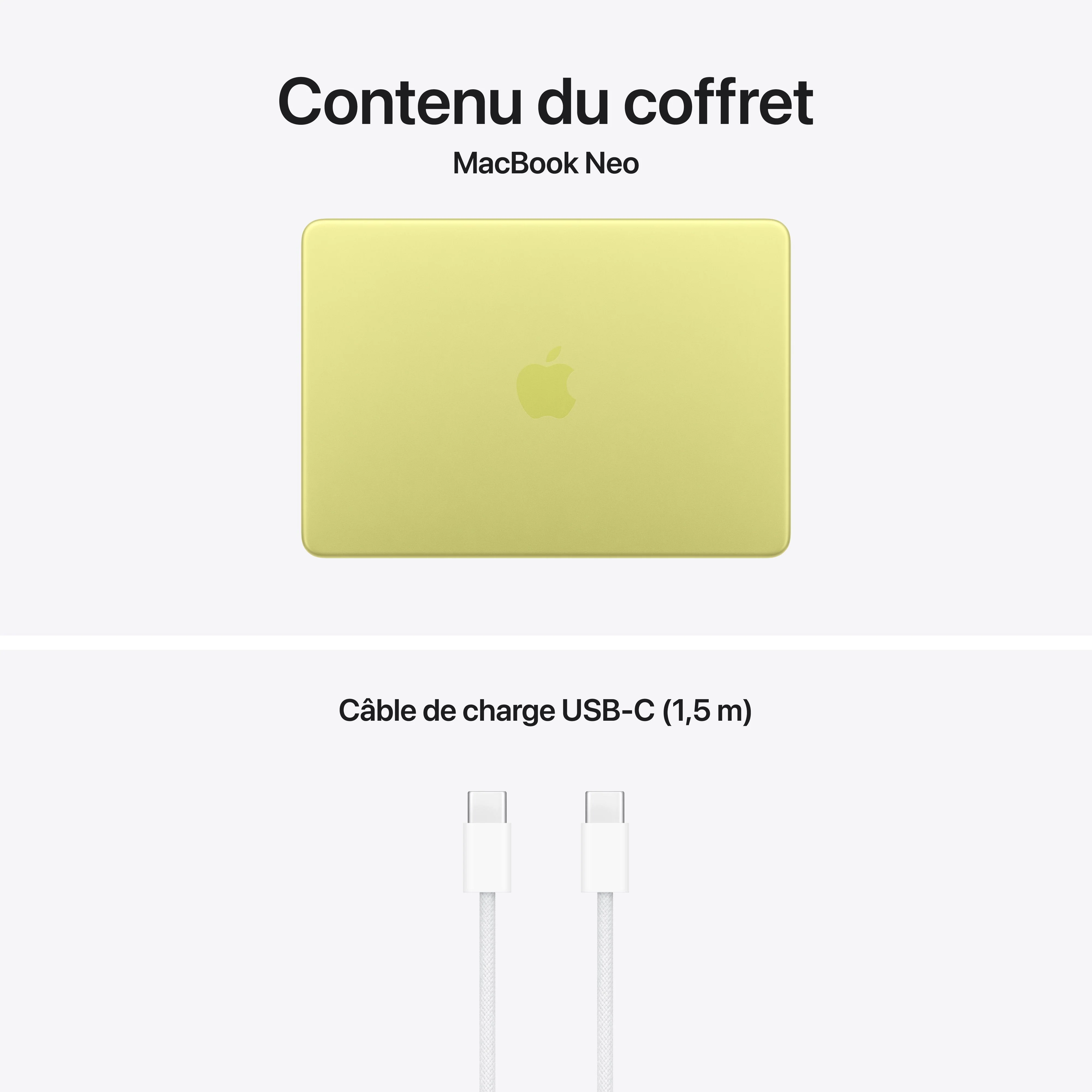 MacBook Neo 13 pouces: Puce Apple A18 Pro avec CPU 6 cœurs et GPU 5 cœurs, Magic Keyboard, 256 Go SSD - Jaune agrume - Image 10