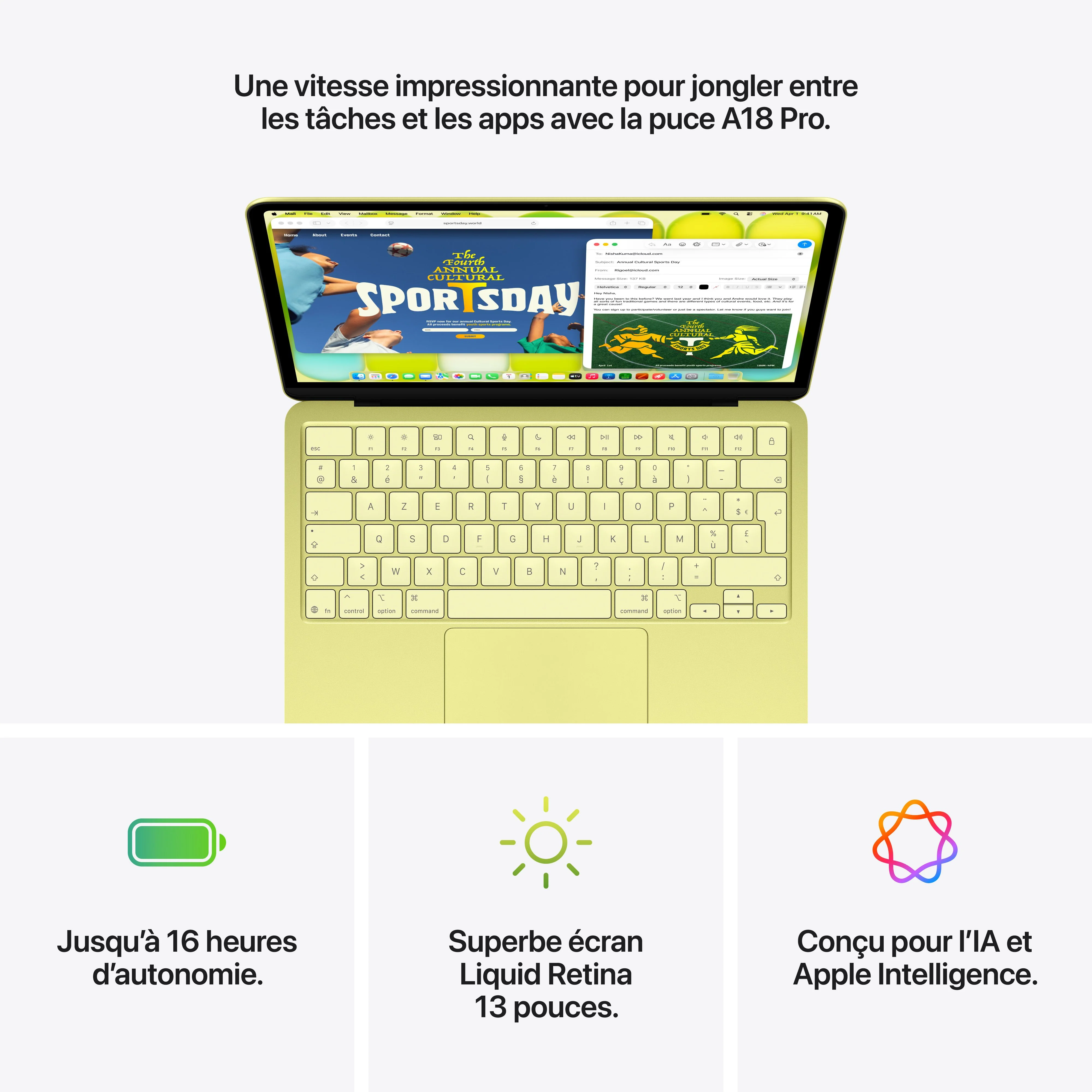 MacBook Neo 13 pouces: Puce Apple A18 Pro avec CPU 6 cœurs et GPU 5 cœurs, Magic Keyboard, 256 Go SSD - Rose poudré - Image 9