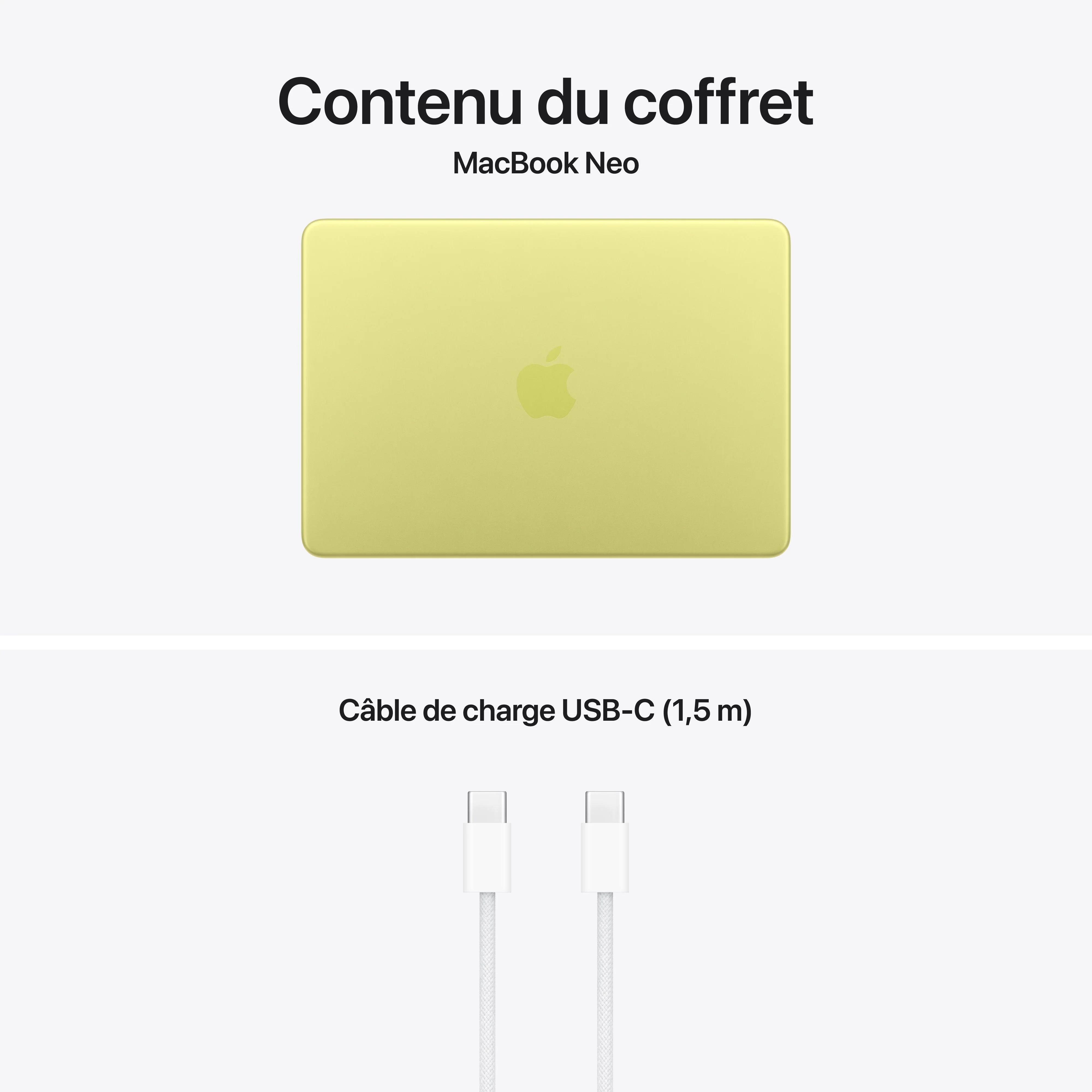 MacBook Neo 13 pouces: Puce Apple A18 Pro avec CPU 6 cœurs et GPU 5 cœurs, Magic Keyboard avec Touch ID, 512 Go SSD - Jaune agru - Image 10