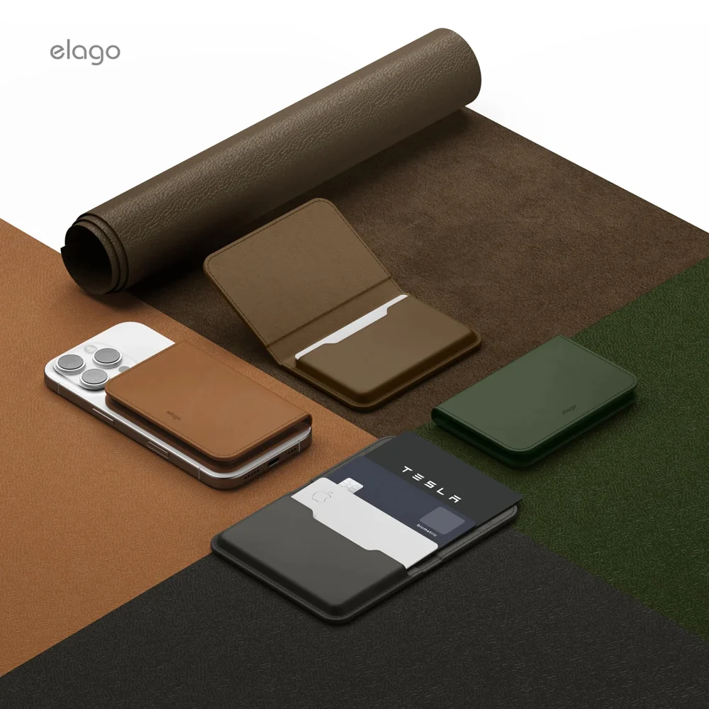 Porte-cartes magnétique en cuir végan • Taupe - Image 12