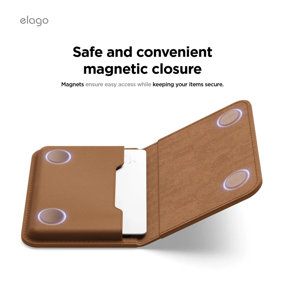 Porte-cartes magnétique en cuir végan • Taupe - Image 6